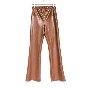 Aritzia Wilfred Free Daria Flare Pant Japanese Vegan Leather Large Brown Cognac